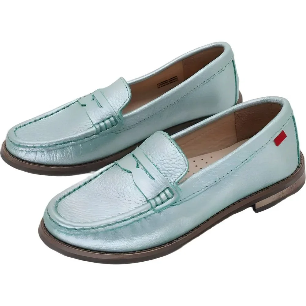 Marc Joseph NY Leather Penny Loafers Turquoise - Girls US 13.5